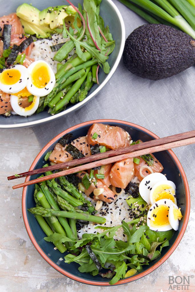 Zalige poké bowl met zalm! Bonapetit