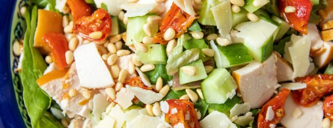 BANNER-salade-gerookte-kip snelle salade met gerookte kip