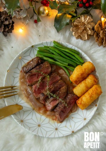 biefstuk met uien- portsaus