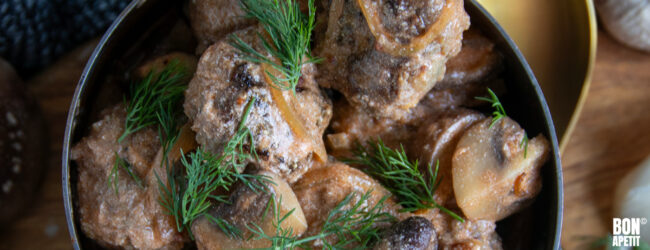 BANNER gehaktballetjes-stroganoff-saus gehaktballetjes in stroganoff saus