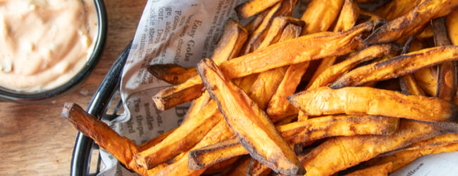 BANNER zoete aardappel friet zoete aardappel friet uit de airfryer